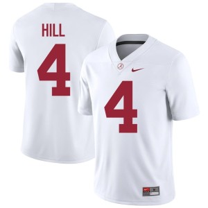 #4 Mens UA Crimson Tide Game College Football Daniel Hill White Jerseys 422576-905