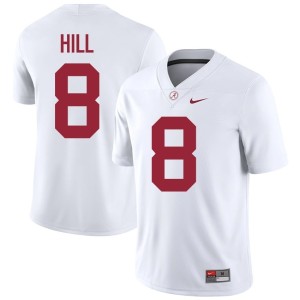 #8 Alabama Men's Embroidery White Justin Hill College Football Jerseys 225032-472