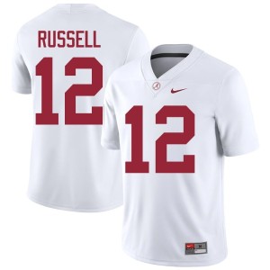#12 College Football Replica University of Alabama Mens Keelon Russell White Jerseys 338829-410