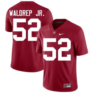 #52 Embroidery College Football Mal Waldrep Jr. Crimson UA Mens Jersey 228704-458