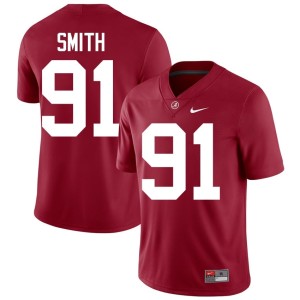 #91 Men Stitched Crimson College Football Caleb Smith Bama Jerseys 406768-239