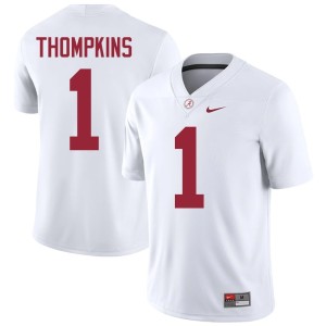 #1 Mens Devan Thompkins Alabama Crimson Tide White College Football High School Jersey 263452-178