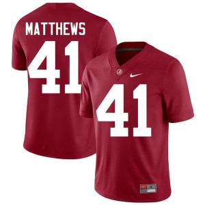 #41 Go Bama College Football Jamarion Matthews Men's Embroidery Crimson Jersey 169257-650