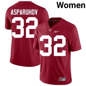 #32 Crimson 2026 Alex Asparuhov Bama Women's College Football Jersey 380073-358
