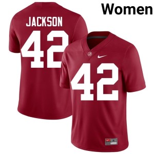 #42 Women's Ben Jackson University of Alabama Replica College Football Crimson Jerseys 173935-849