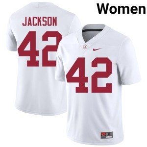 #42 Embroidery Ben Jackson Womens Roll Tide White College Football Jersey 336292-754