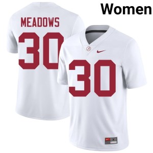 #30 White Women University of Alabama NCAA Derek Meadows College Football Jerseys 637372-992