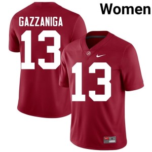 #13 Alabama Crimson Tide John Gazzaniga Player College Football Crimson Women Jersey 548186-502