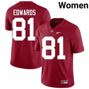 #81 High School Crimson Women Bama College Football Kaleb Edwards Jersey 524443-497