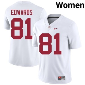 #81 Women College Football White Player Crimson Tide Kaleb Edwards Jersey 858092-679