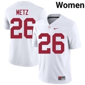 #26 Go Bama Women White Luke Metz College Football Replica Jersey 117473-209