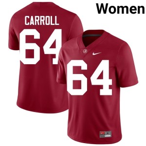 #64 UA Crimson Tide Embroidery College Football Michael Carroll Women's Crimson Jerseys 976218-171