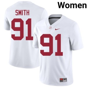 #91 Alabama Crimson Tide White Women College Football High School Caleb Smith Jerseys 686079-860
