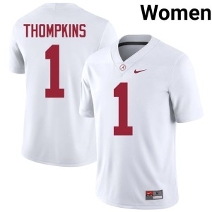 #1 UA Devan Thompkins Women's University College Football White Jersey 455964-525