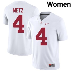 #4 Luke Metz College Football Women NCAA Bama White Jerseys 447037-595