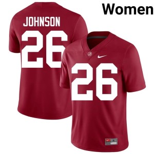 #26 Women Bama Replica Crimson College Football Mhari Johnson Jersey 222323-939