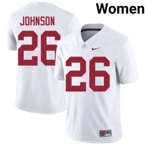 #26 Mhari Johnson Womens White University College Football UA Crimson Tide Jersey 590847-898