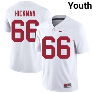 #66 Stitched White College Football Baker Hickman Alabama Crimson Tide Youth Jerseys 724008-140