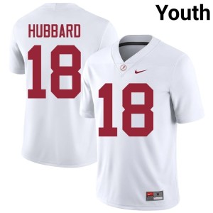 #18 College Football UA Crimson Tide Bray Hubbard Embroidery Youth White Jerseys 507700-649