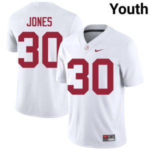 #30 Player Go Bama Cayden Jones Youth College Football White Jerseys 638220-833
