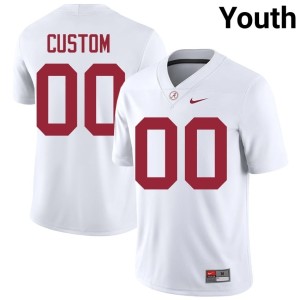 #00 White Custom Official Youth UA Crimson Tide College Football Jersey 736190-357