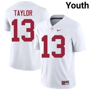 #13 Youth White Stitched Ivan Taylor College Football University of Alabama Jerseys 584760-588