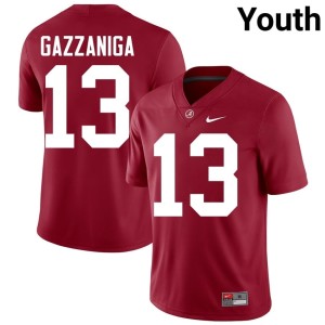 #13 Bama NCAA Crimson John Gazzaniga College Football Youth Jerseys 365640-464