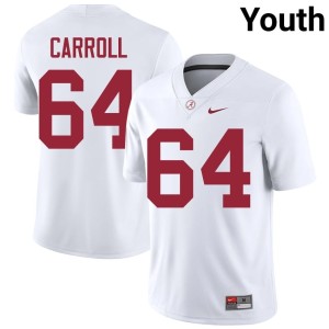 #64 College Football University of Alabama Youth White Michael Carroll Replica Jerseys 476740-185