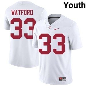 #33 Youth College Football White 2026-27 Adam Watford The Tide Jerseys 870786-929