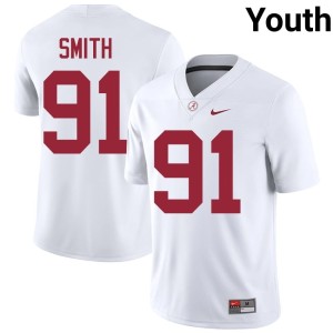 #91 University of Alabama Youth Caleb Smith NCAA College Football White Jersey 603693-647