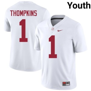 #1 Devan Thompkins Crimson Tide College Football Youth White Game Jerseys 148305-207
