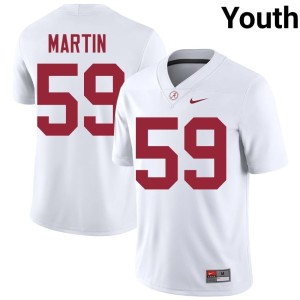#59 Embroidery Youth White College Football Bama JD Martin Jersey 936453-417