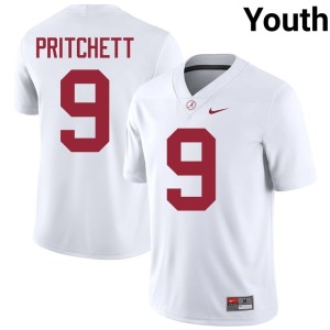 #9 Youth Marshall Pritchett Stitched Bama White College Football Jersey 347176-132