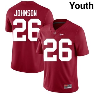#26 Bama University Youth Mhari Johnson College Football Crimson Jerseys 128351-782
