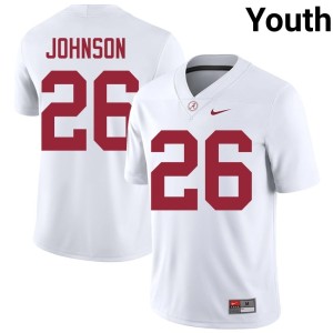 #26 White Alabama Crimson Tide Mhari Johnson Youth College Football Stitched Jersey 385946-805
